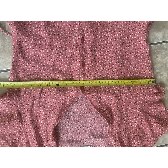 Rolla’s M Rayon Printed Tulip Mini Dress Coral Pink Button - Picture 9 of 10